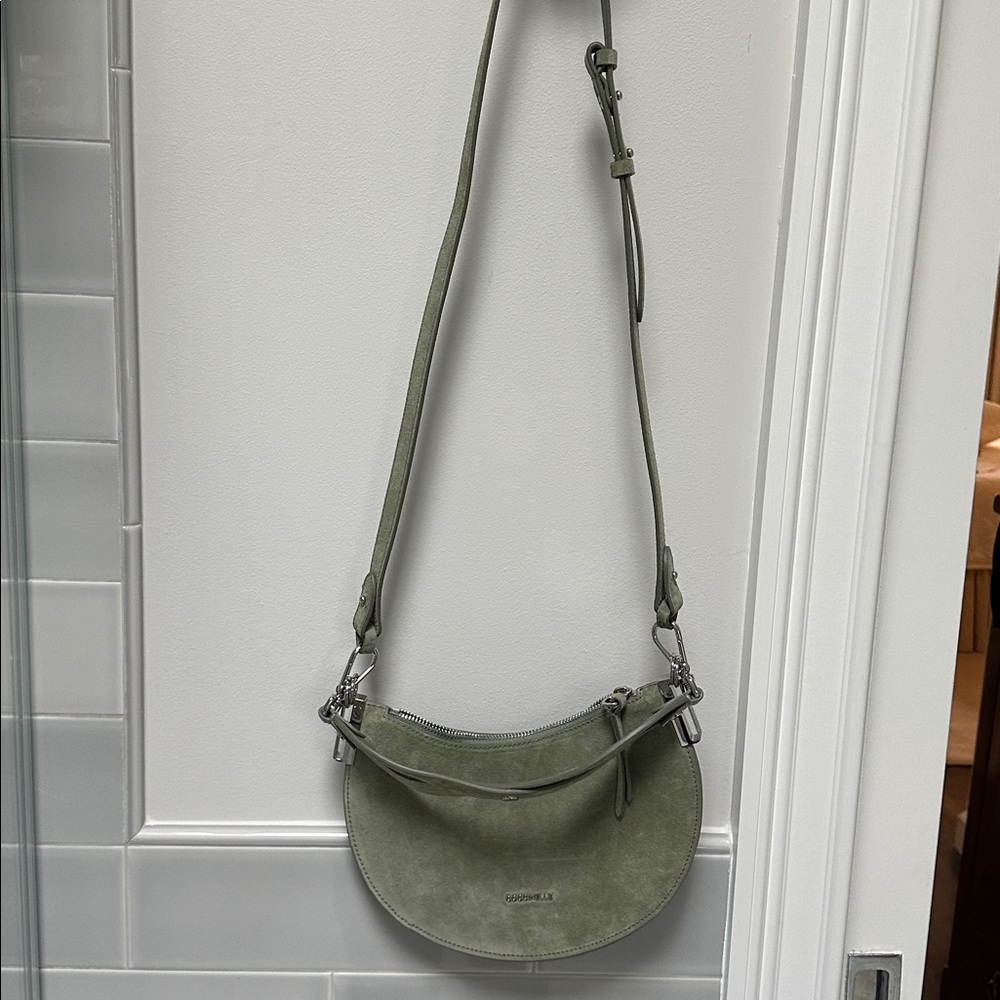 Coccinelle Purse NWT light green suede Italian wear on shoulder wrist crossbody - Picture 10 of 15